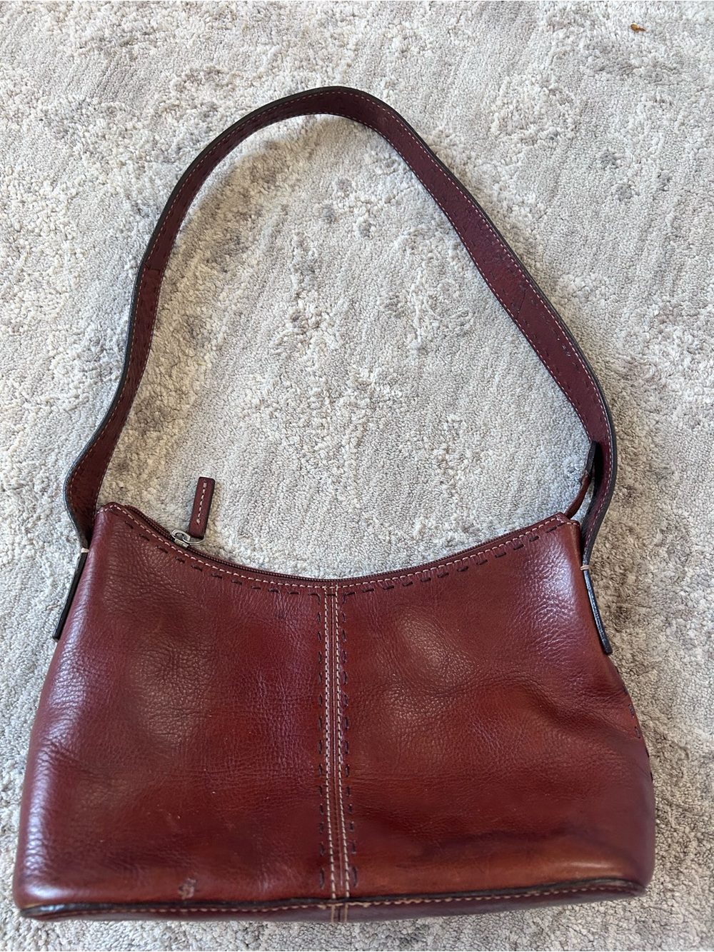 VTG Fossil 100% Leather Small Shoulder Bag Purse Reddish Brown Perfect Condition - Picture 3 of 11